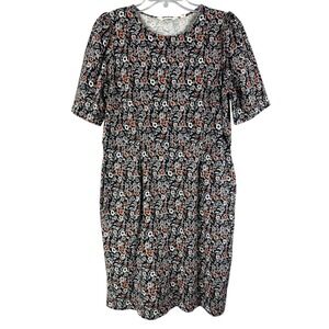 Boden Women's Dress Size 14 Sheath Floral Cotton Pockets Cottagecore Boho Ranch